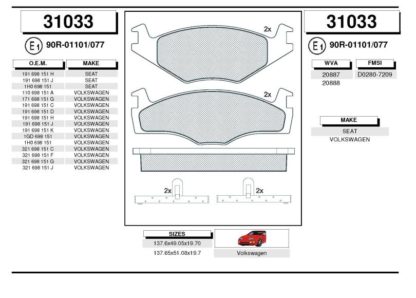 Zavorne ploščice SEAT, VW