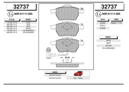 Zavorne ploščice AUDI, SEAT, VW